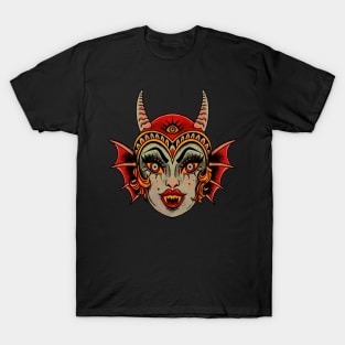 She-Devil Traditional Tattoo Design T-Shirt